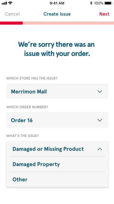 Create issue — select type