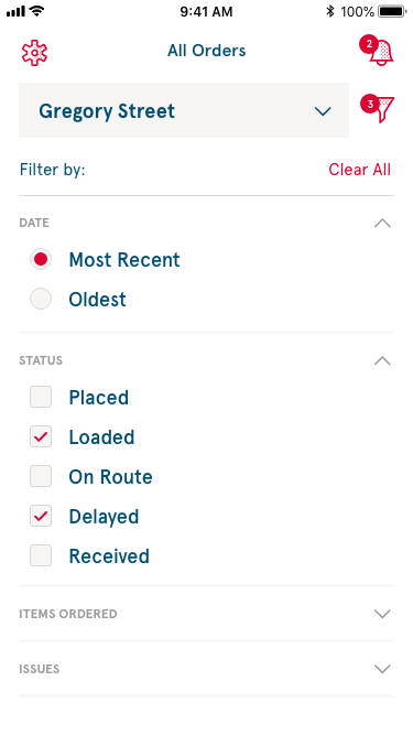 Filter by status and date