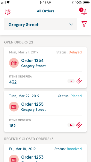All Orders dashboard